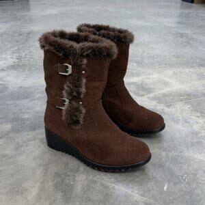Slavic Bimbo Buckle Fur Boots Cyber Y2K Indie Sleaze